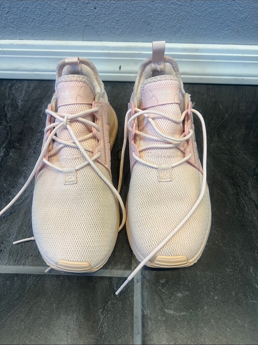 adidas Women's Light Pink Knit Lace-Up Sneakers